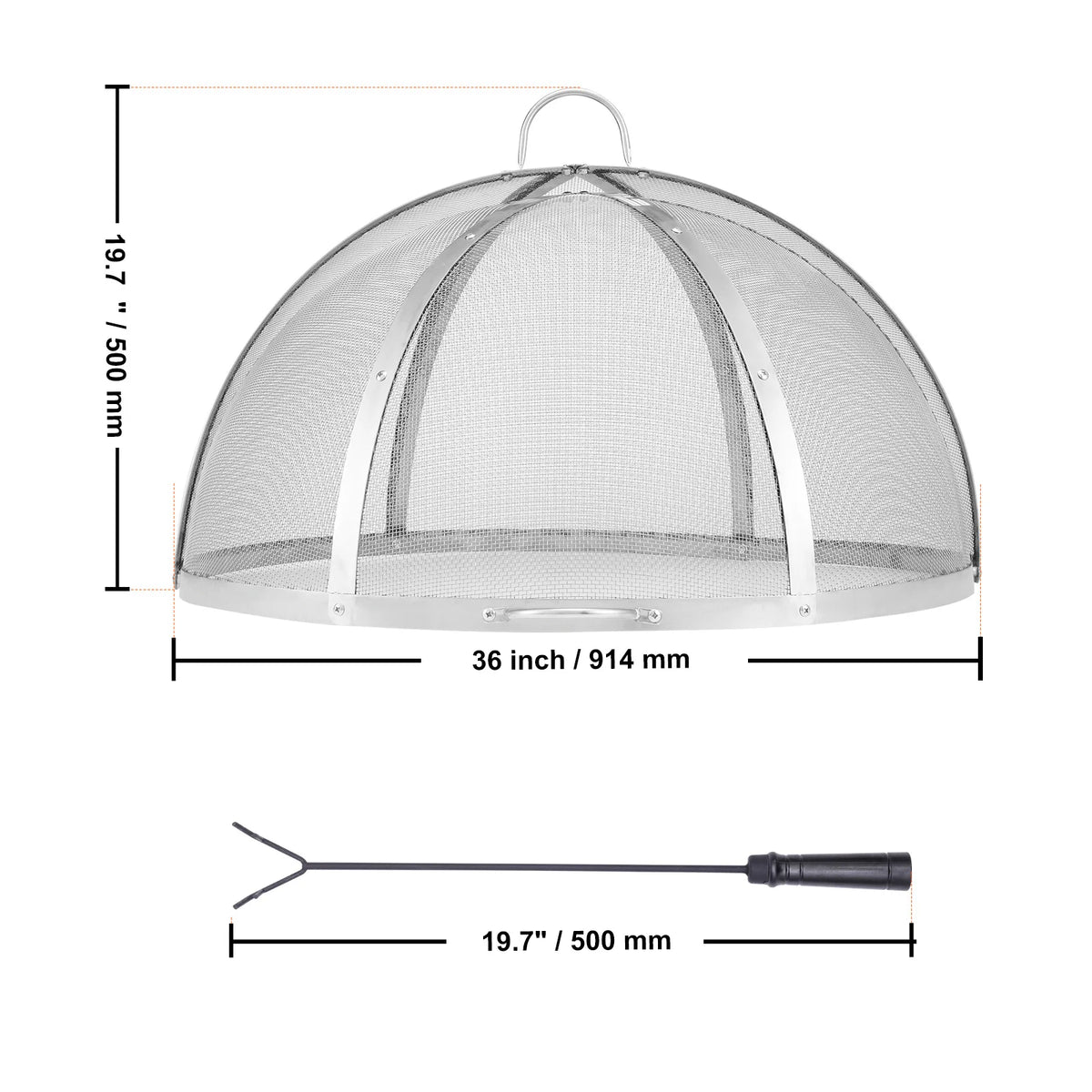 Stainless Steel Outdoor Fire Pit Spark Screen Protective Lid