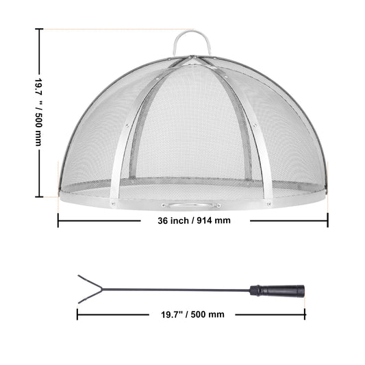 Stainless Steel Outdoor Fire Pit Spark Screen Protective Lid