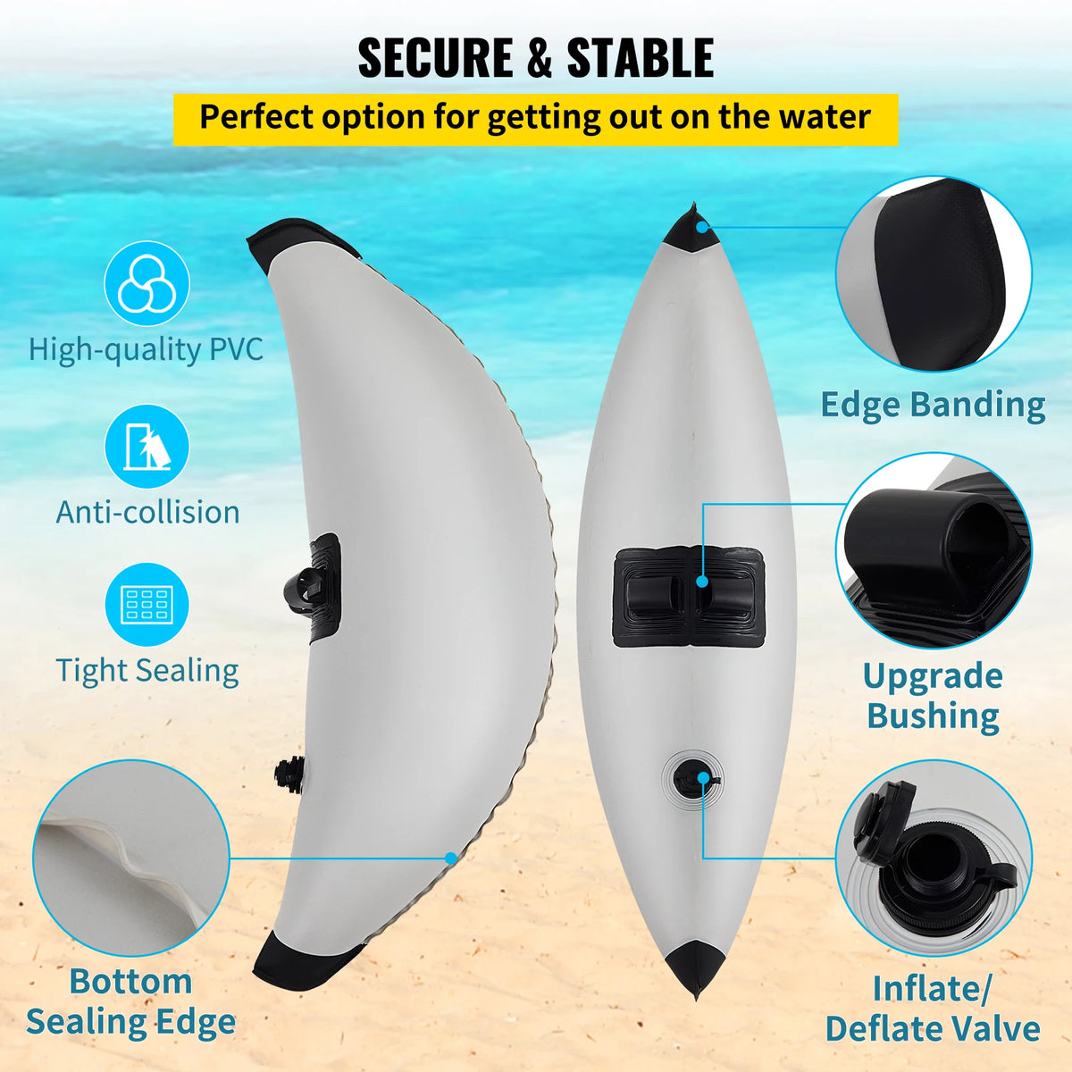 SucceBuy Inflatable Kayak Outrigger Stabilizer Float System for Canoes