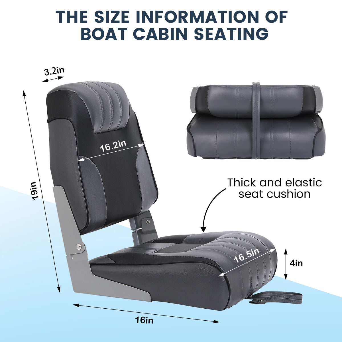 Folding Boat Seats With Thick Padding And Weather Resistant Support