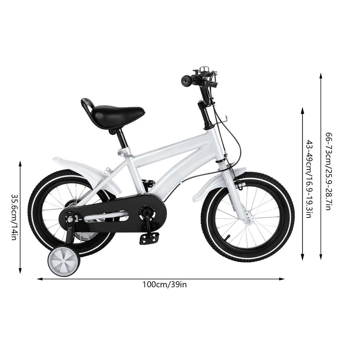Steel Kids Bicycle With Training Wheels And Adjustable Handlebars