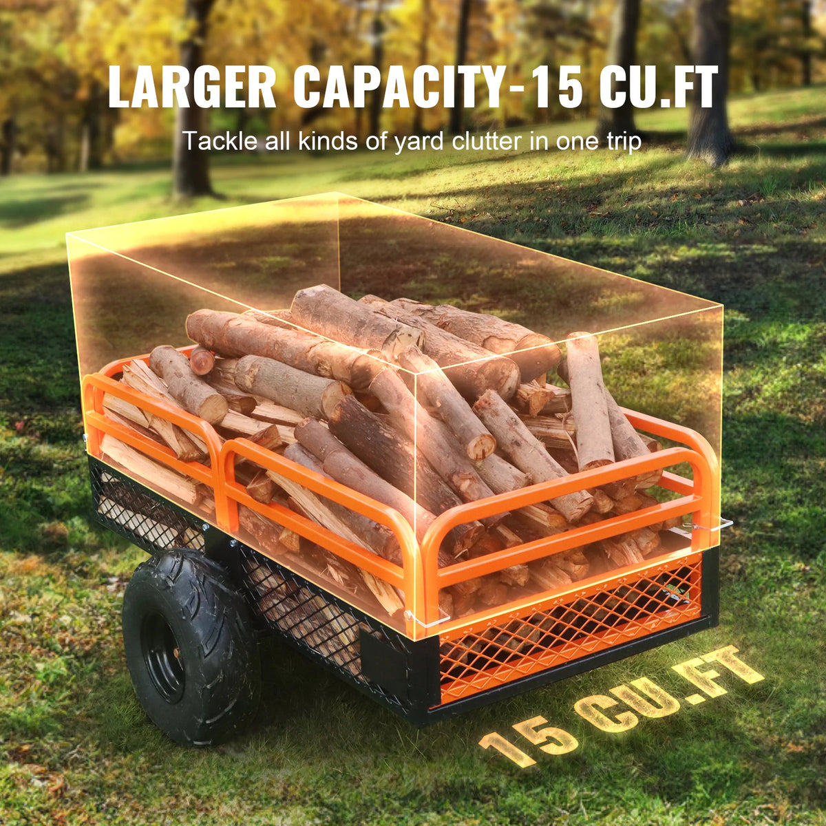 Heavy Duty Steel ATV Dump Trailer Tow Behind Garden Cart