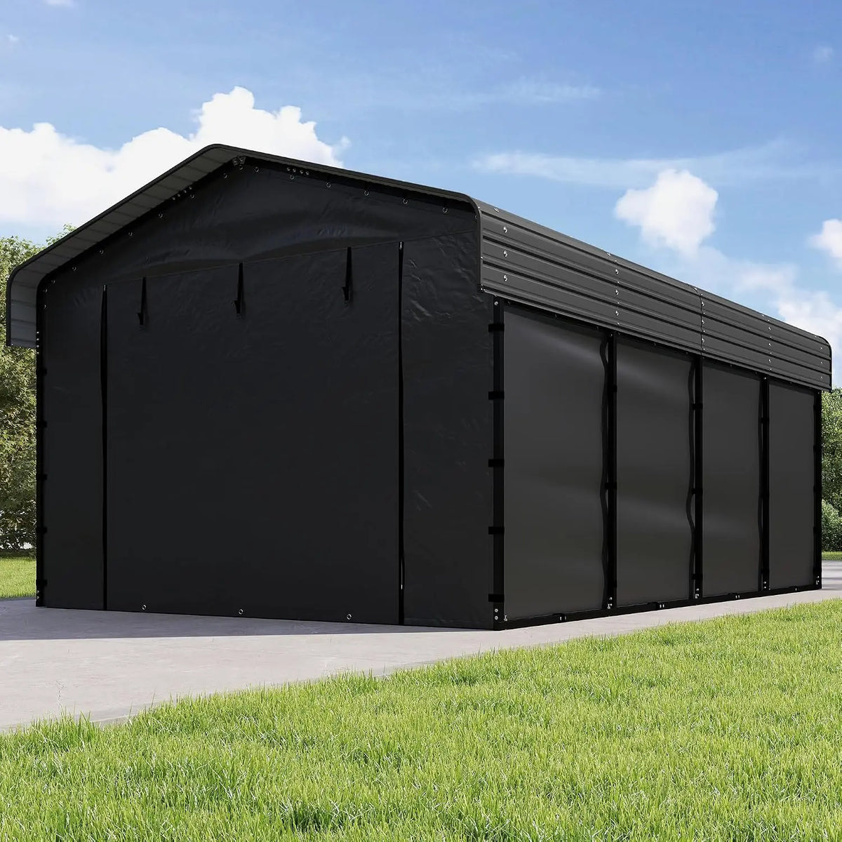 Heavy Duty Metal Carport Kit With Removable Sidewalls