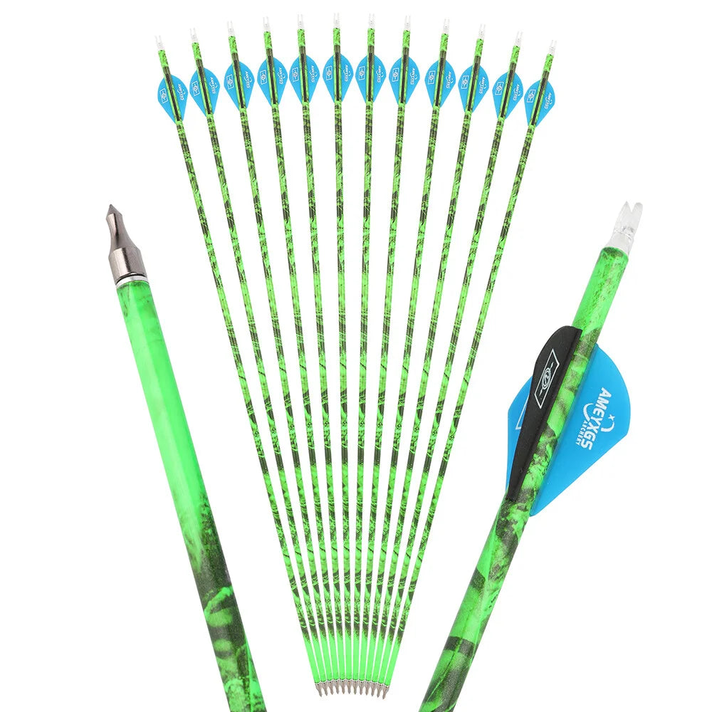 Reliable Mixed Carbon Archery Arrows Featuring Durable Rubber Feathers