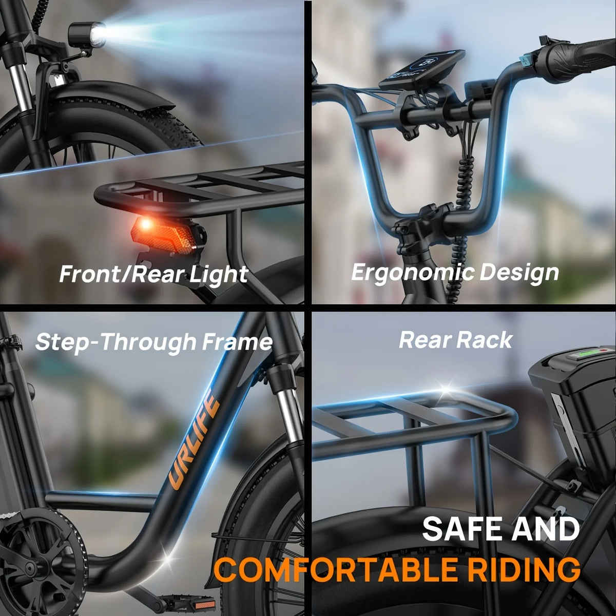Urlife 1000W Fat Tire Electric Bike Featuring Removable Battery