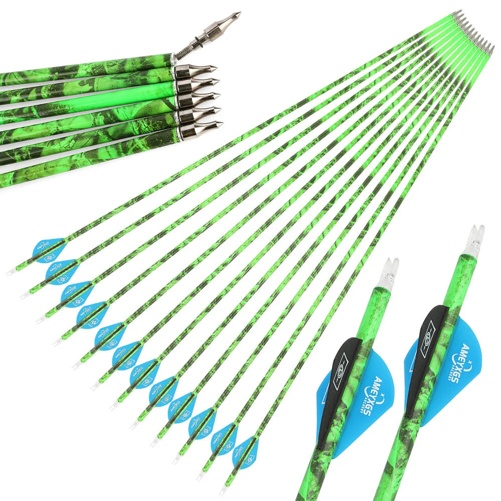 Reliable Mixed Carbon Archery Arrows Featuring Durable Rubber Feathers