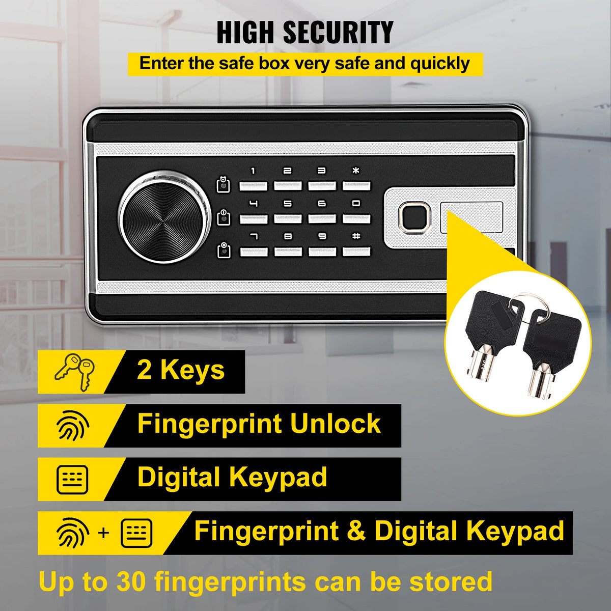 Digital Fingerprint Safe Deposit Box For Money Storage