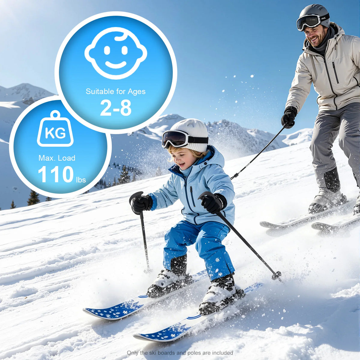 Kids Ski Set With Poles Durable ABS Construction For Beginners