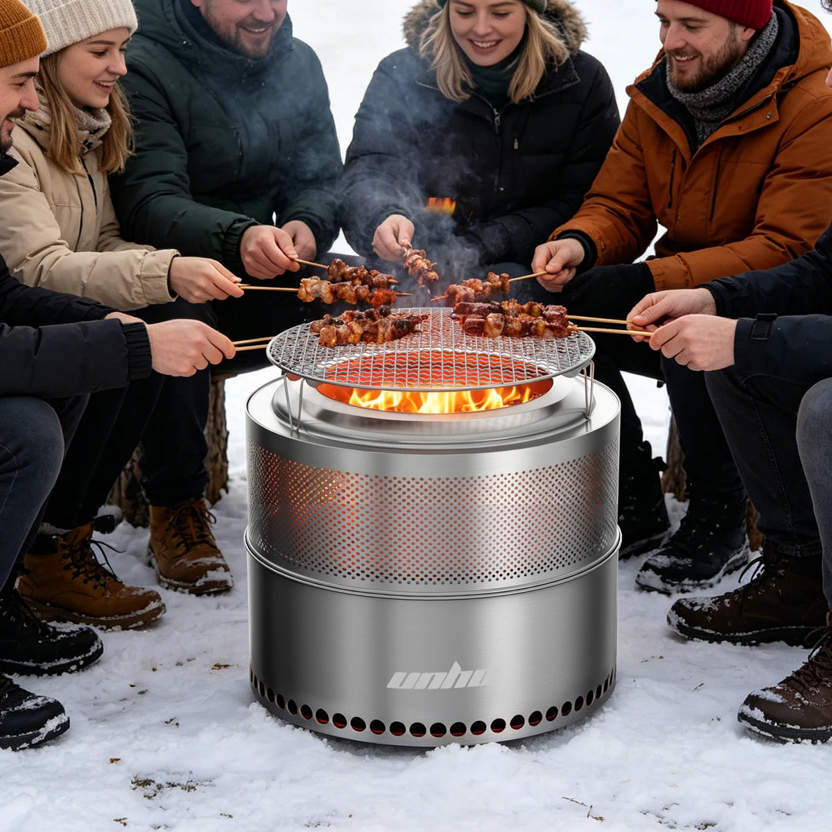 Unho Smokeless Portable Fire Pit for Camping and Outdoor BBQ