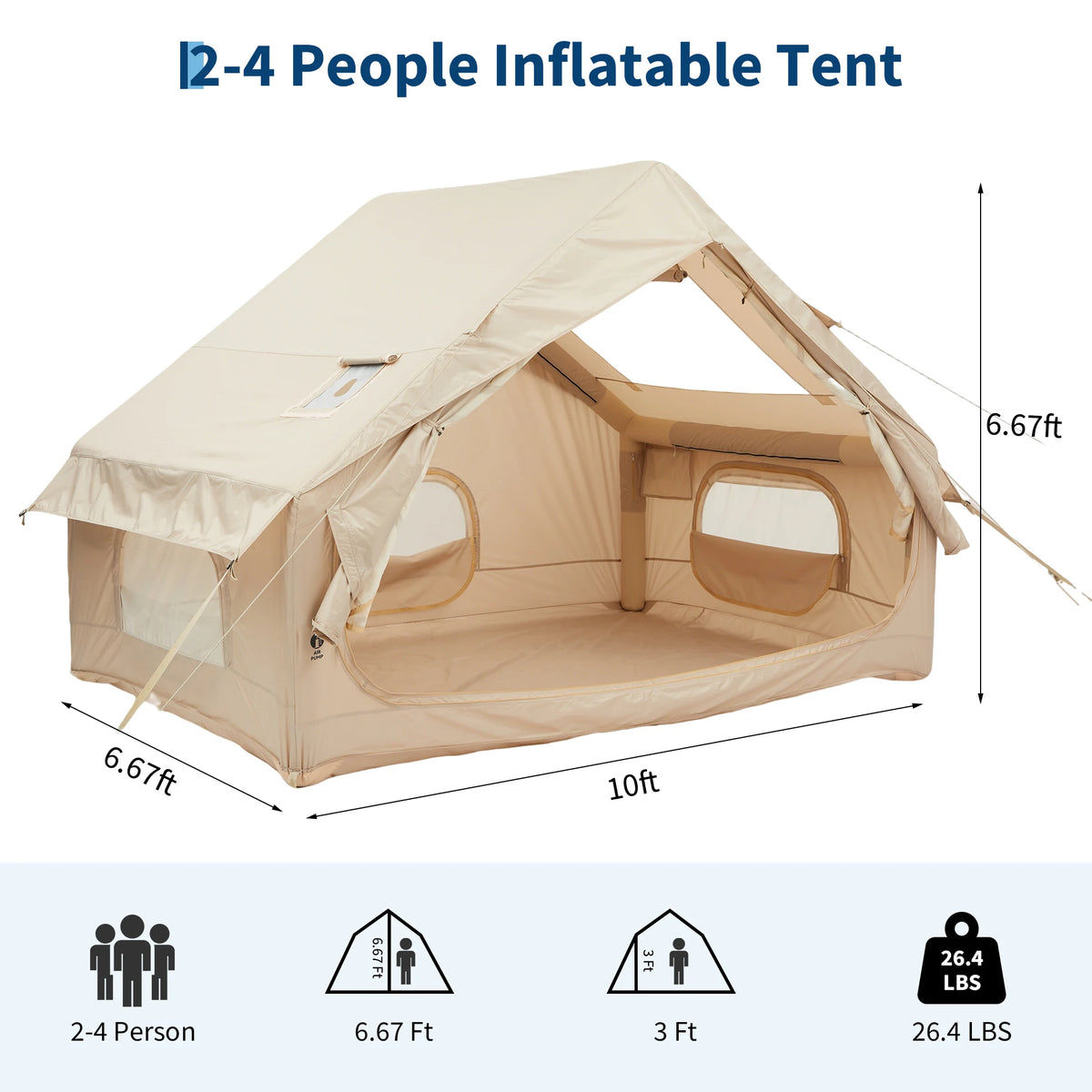 Premium Inflatable Camping Tent For Waterproof Family Outdoor Shelter