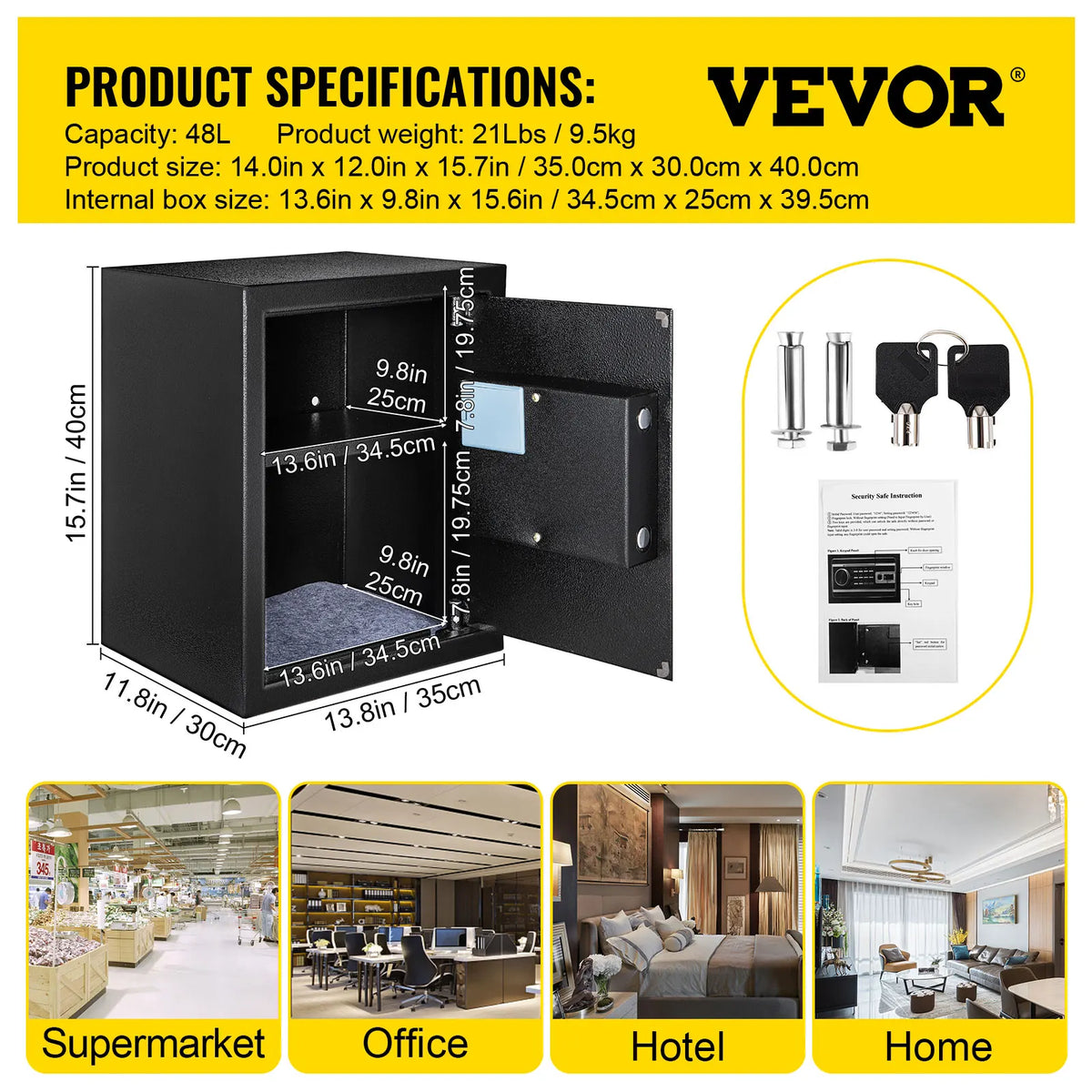 Digital Fingerprint Safe Deposit Box For Money Storage