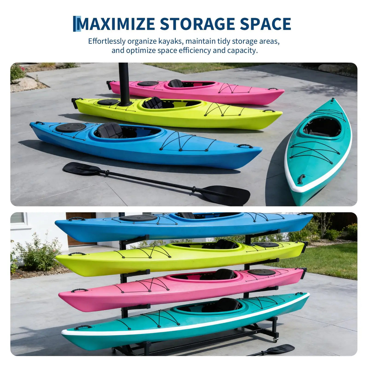 HiMiss Adjustable Heavy Duty Kayak Rack With Wheels
