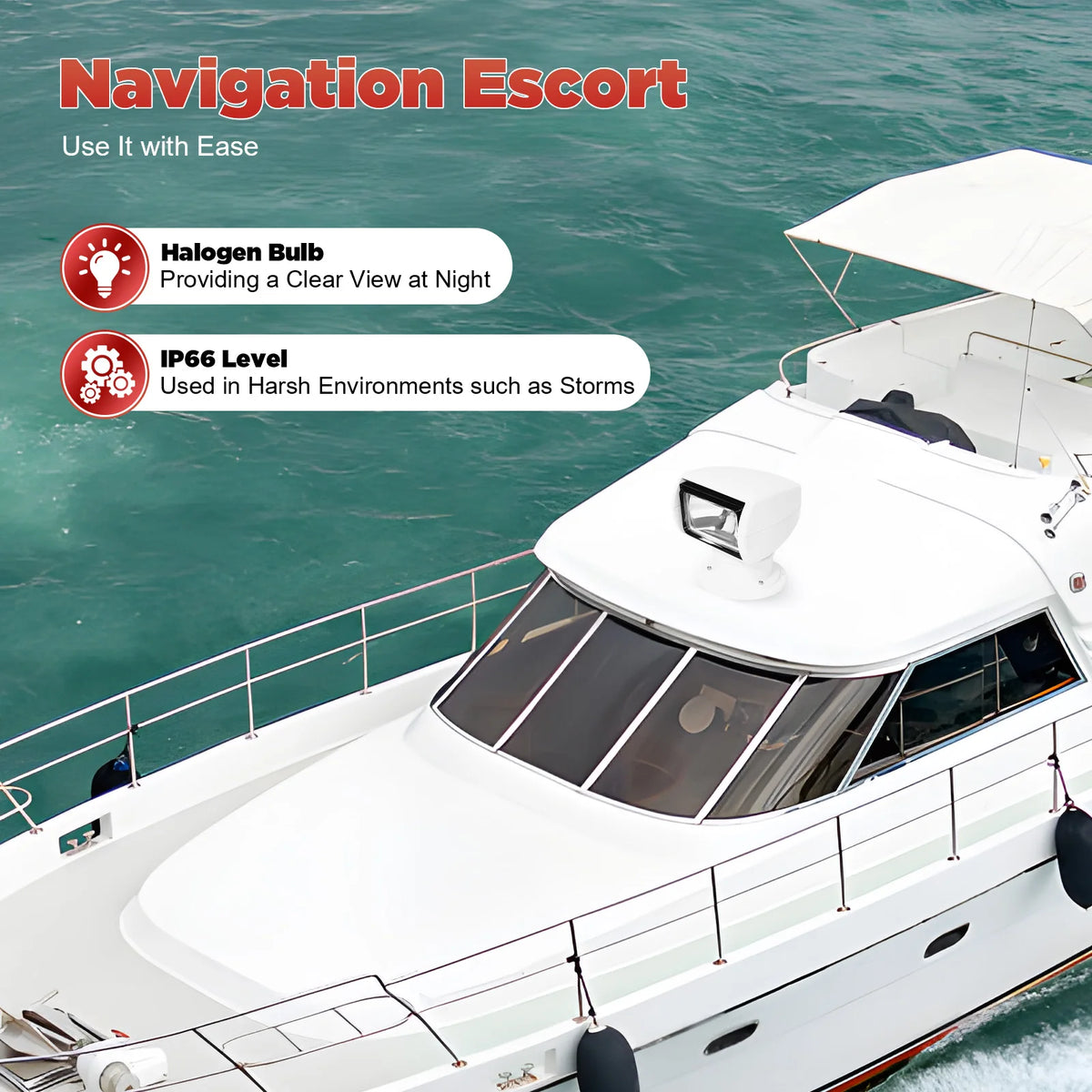 Marine Boat Searchlight With Remote Control For Night Navigation