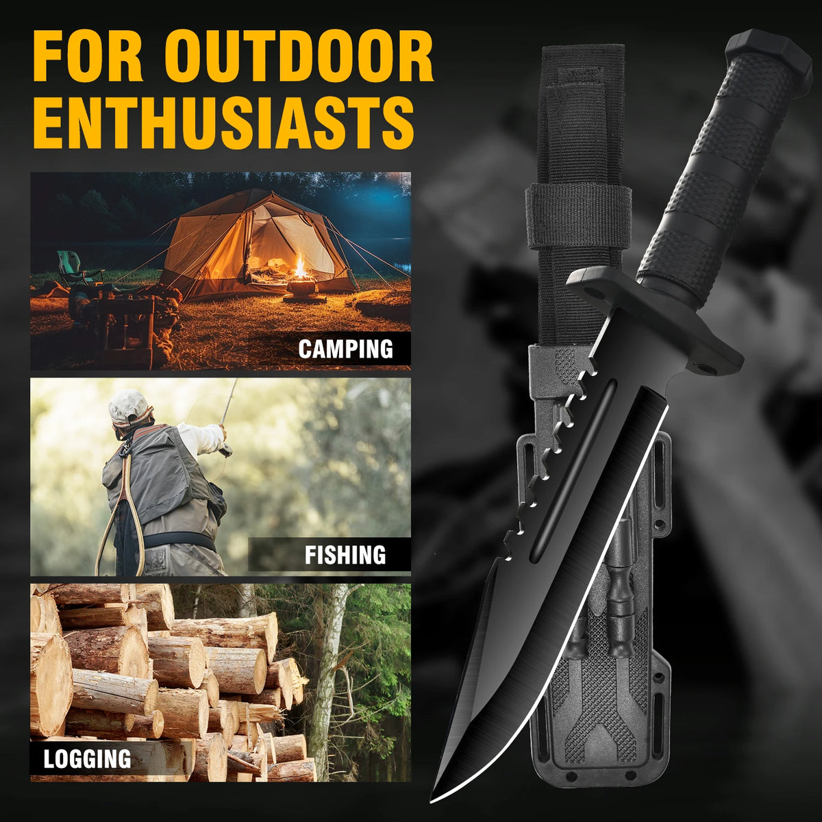 Gdekls Stainless Steel Outdoor Survival Knife For Camping Hiking