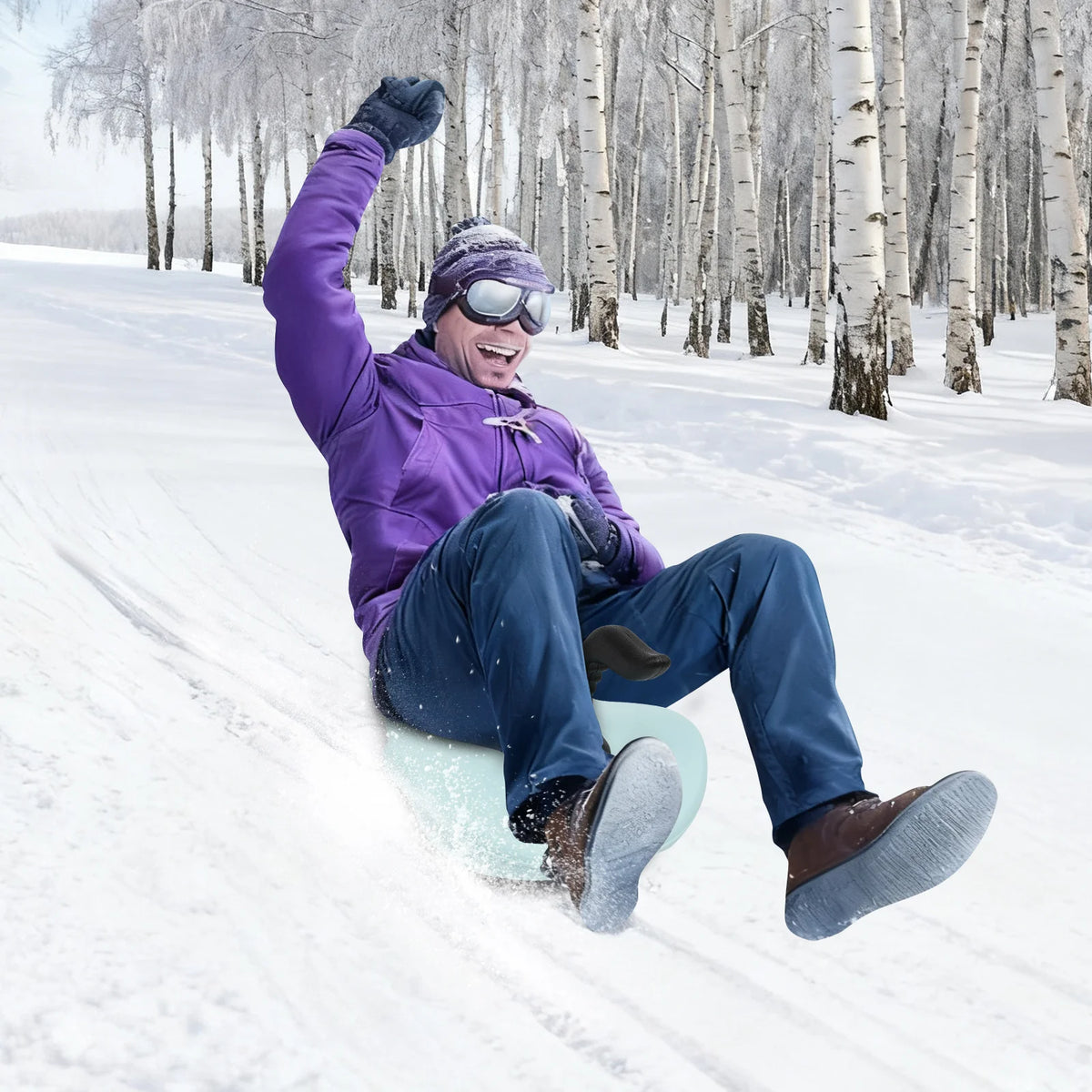 Portable Snow Sled With Ergonomic Handle For Winter Outdoor Fun