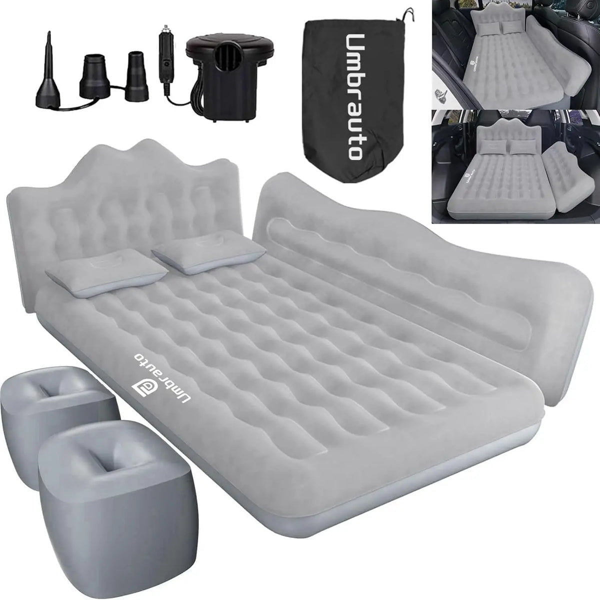 Umbrauto Inflatable Car Air Mattress With Pump And Pillows