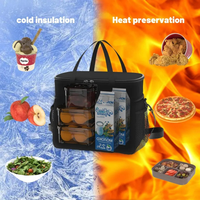 Insulated Leakproof Lunch Bag With Shoulder Strap And Pockets