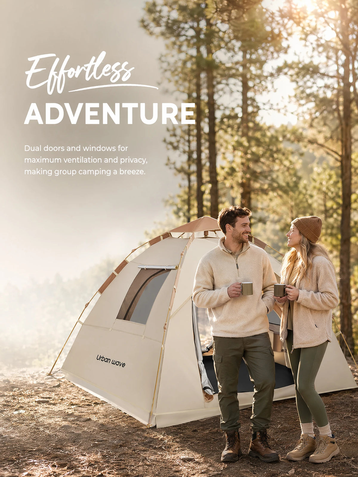 Automatic Pop Up Camping Tent Waterproof Windproof Portable Family Shelter