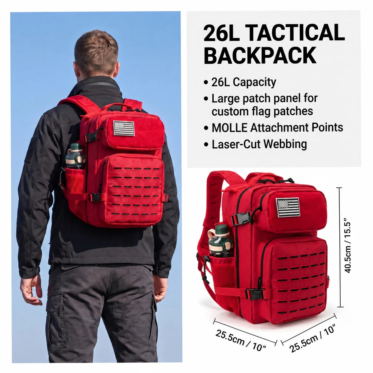 ReFire Gear Tactical Backpack With MOLLE And Cup Holders For Hiking
