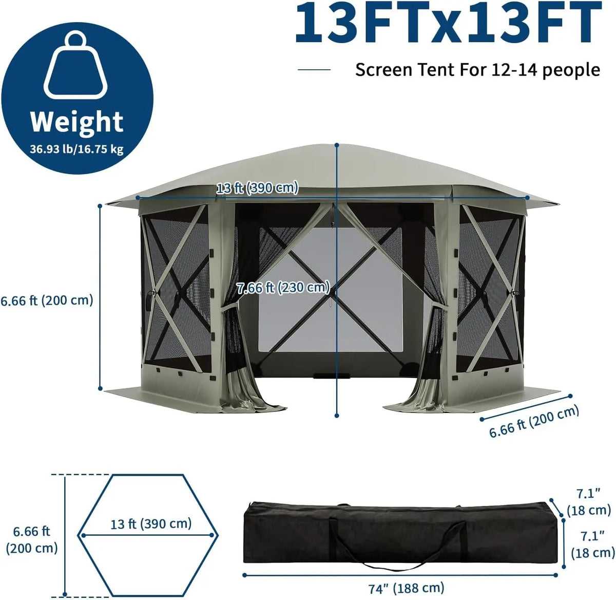 Tacleekii Pop Up Gazebo Screen Tent For Outdoor Camping