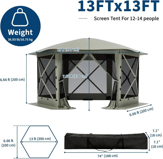 Tacleekii Pop Up Gazebo Screen Tent For Outdoor Camping