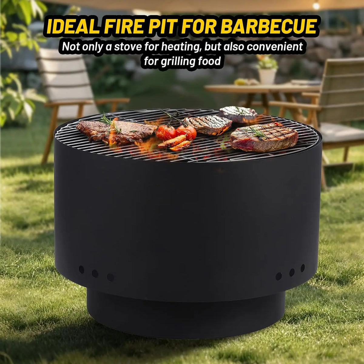 Tacleekii Smokeless Outdoor Fire Pit With Cover For Backyard Cooking