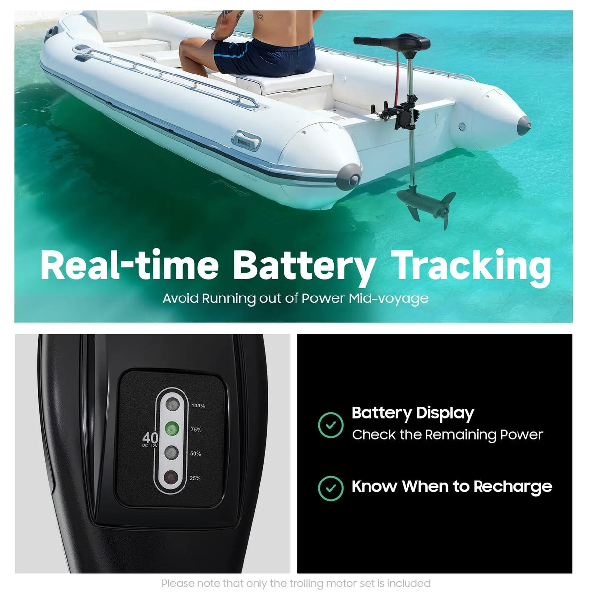 Bymaocar Electric Trolling Motor With Adjustable Handle For Kayak