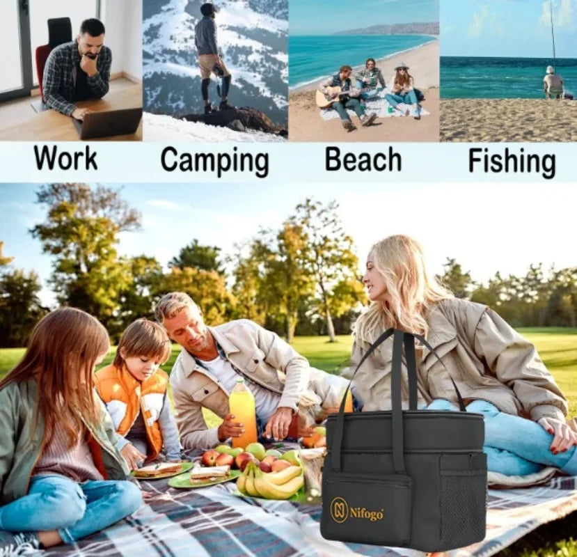 Insulated Leakproof Lunch Bag With Shoulder Strap And Pockets