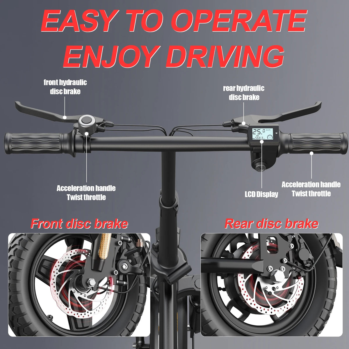 Uplee GS5 500W Folding Electric Bike 48V 15Ah Removable Battery