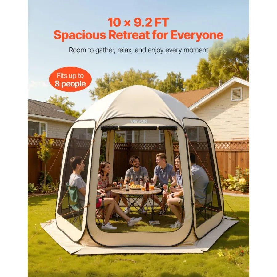 Portable Screen House Tent Pop Up Canopy Double Layer