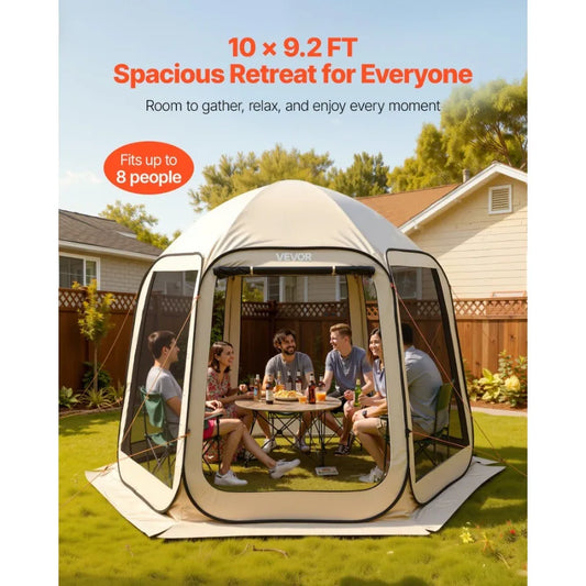 Portable Screen House Tent Pop Up Canopy Double Layer