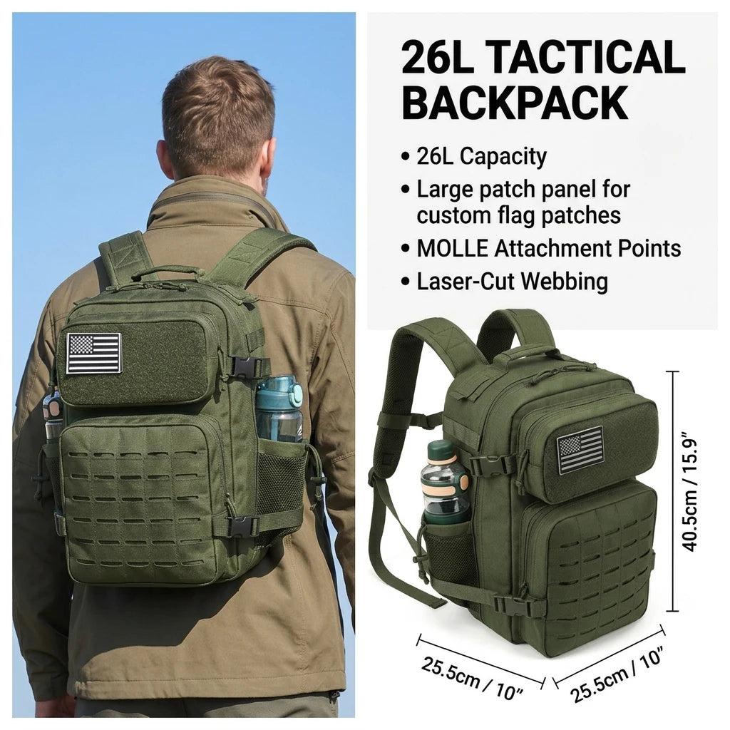 ReFire Gear Tactical Backpack With MOLLE And Cup Holders For Hiking