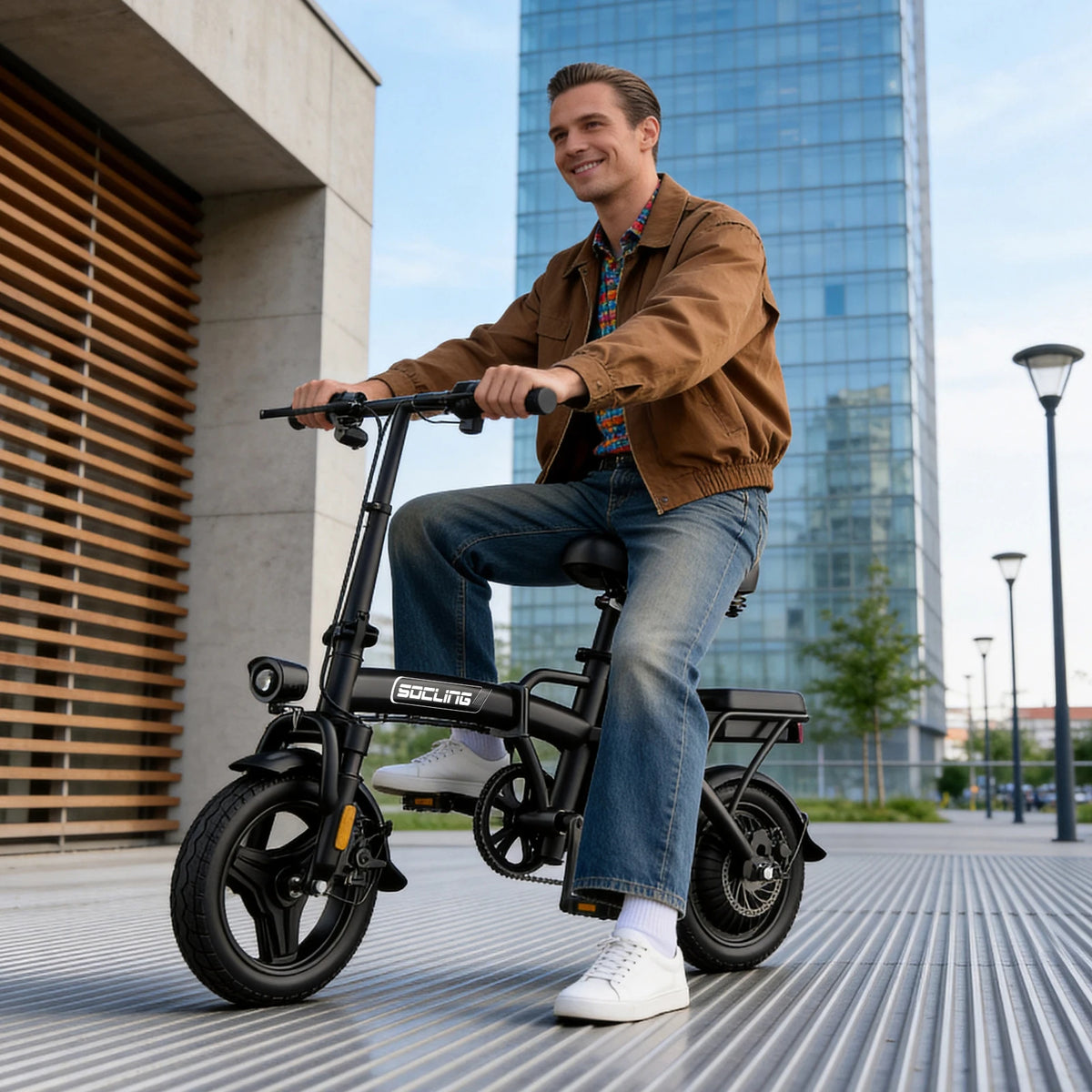 500W Foldable Electric Bike for Adults With Basket and Battery