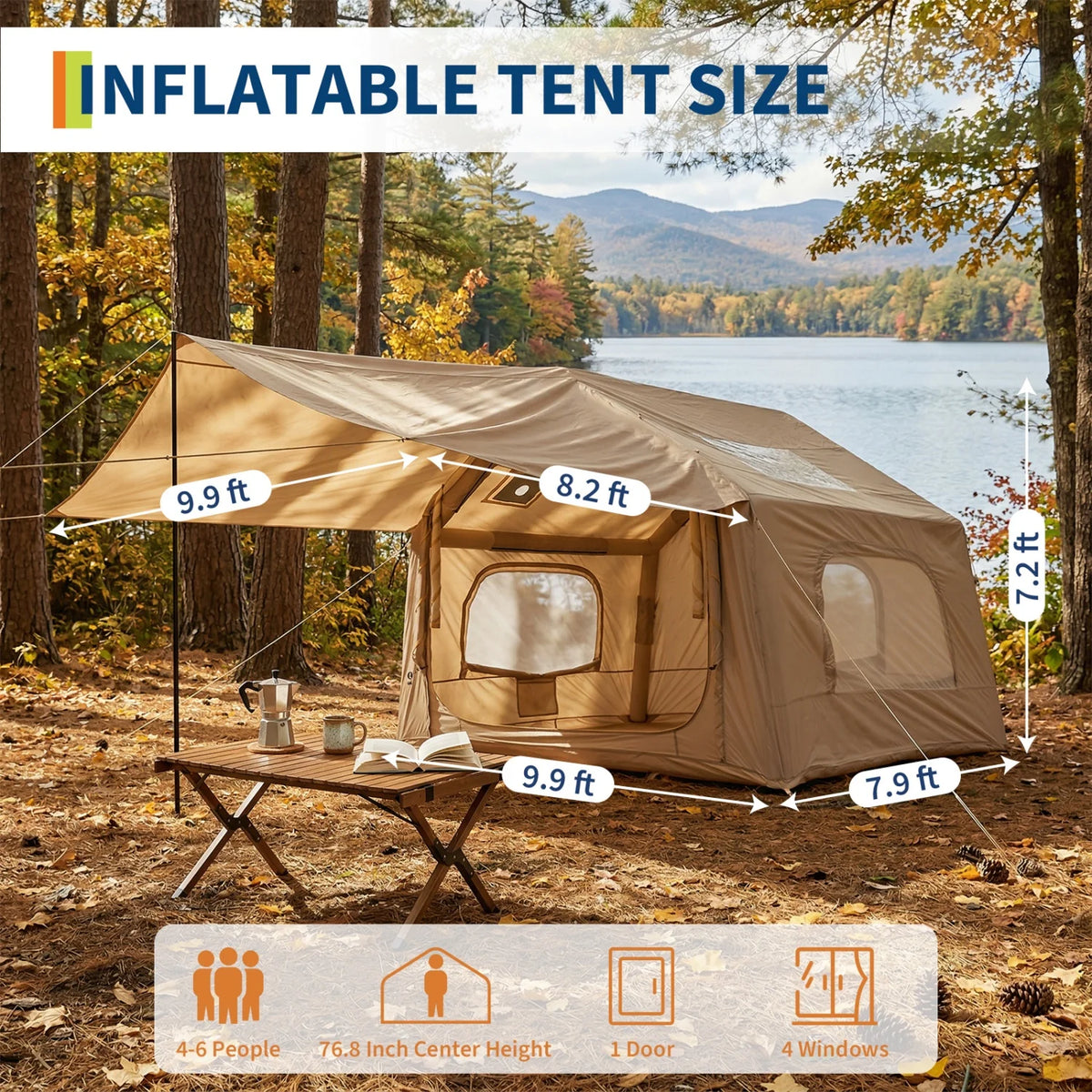 HiMISS Inflatable Camping Tent Quick Setup Outdoor Shelter