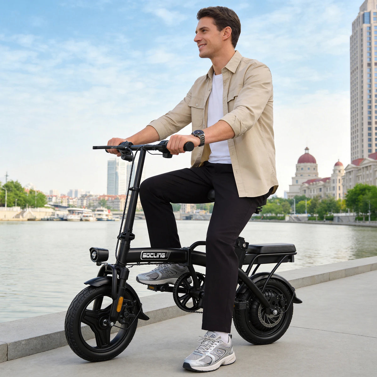 500W Foldable Electric Bike for Adults With Basket and Battery