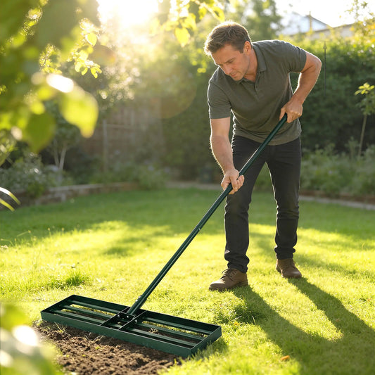 Outsunny Steel Lawn Leveling Rake For Garden Yard Care