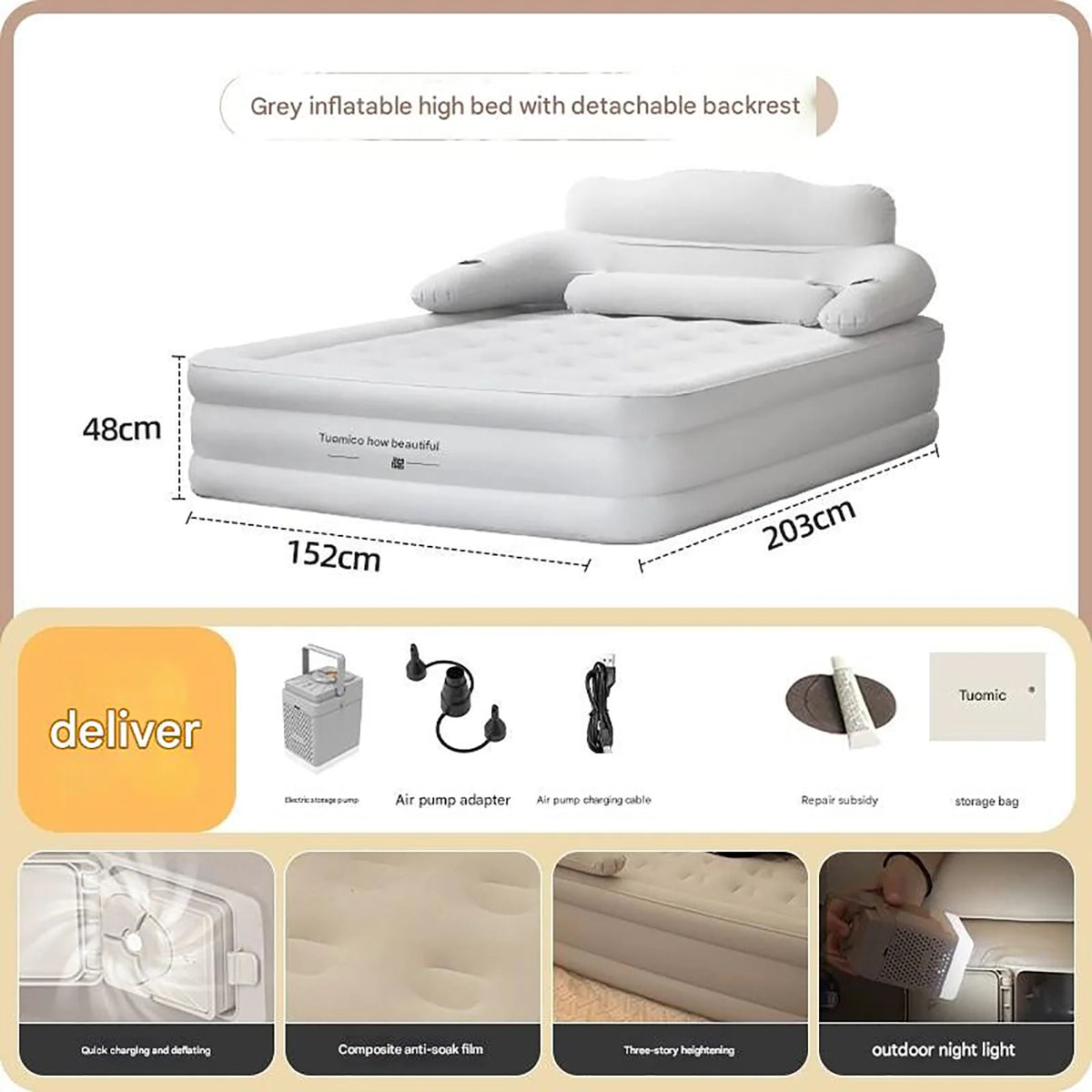 Automatic Inflatable Camping Mattress With Built In Pump PVC Sleeping Mat