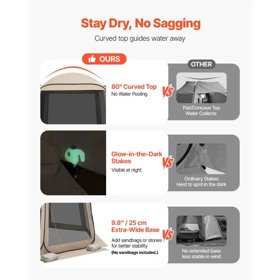 Portable Screen House Tent Pop Up Canopy Double Layer