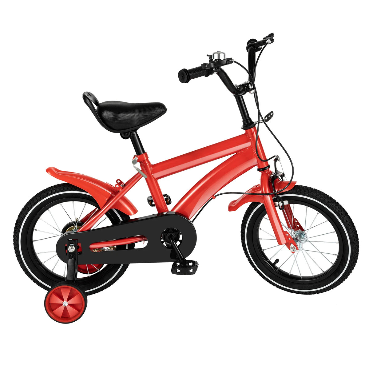 Steel Kids Bicycle With Training Wheels And Adjustable Handlebars