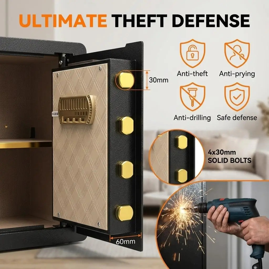 Digital Security Safe Featuring Triple Access And Wall Mount Design