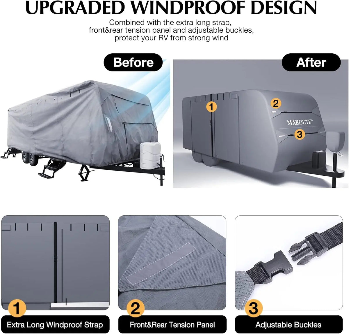 All Season Waterproof RV Cover With UV And Wind Protection