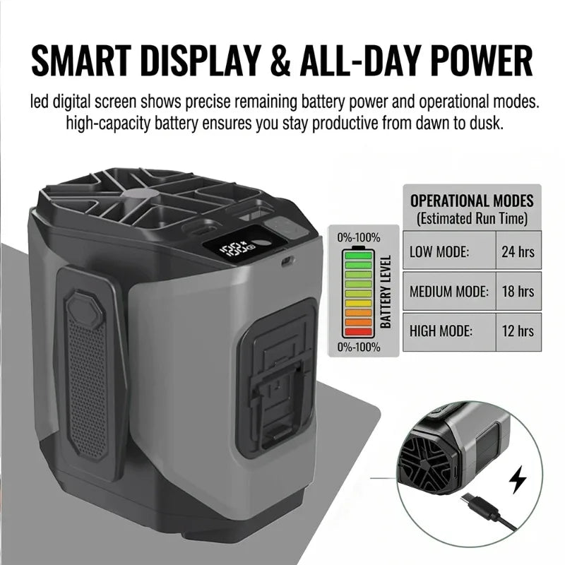 Portable Rechargeable Cooling Fan With Flashlight And Power Bank