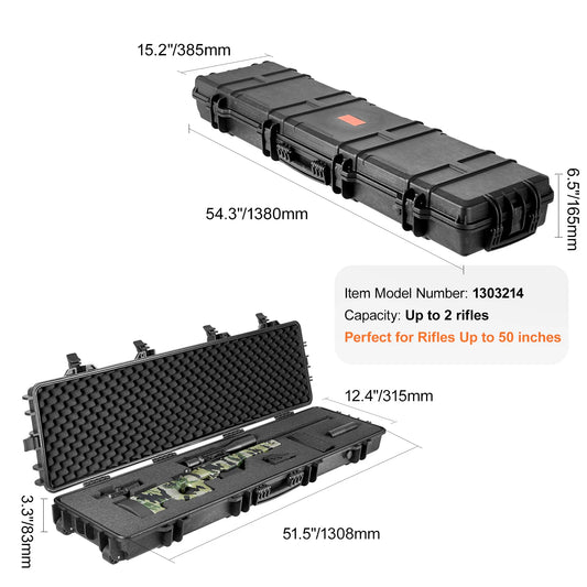 SucceBuy Hard Rifle Case Waterproof Shockproof Protective Storage