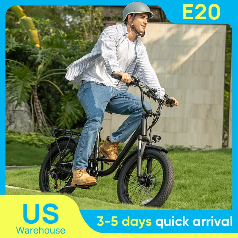 Urlife 1000W Fat Tire Electric Bike Featuring Removable Battery
