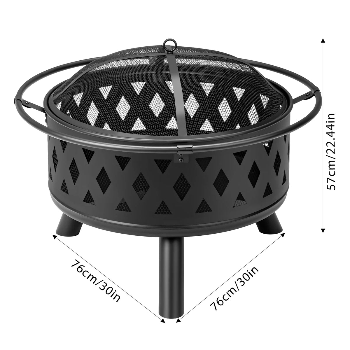 Heavy Duty Wrought Iron Outdoor Fire Pit With Spark Screen