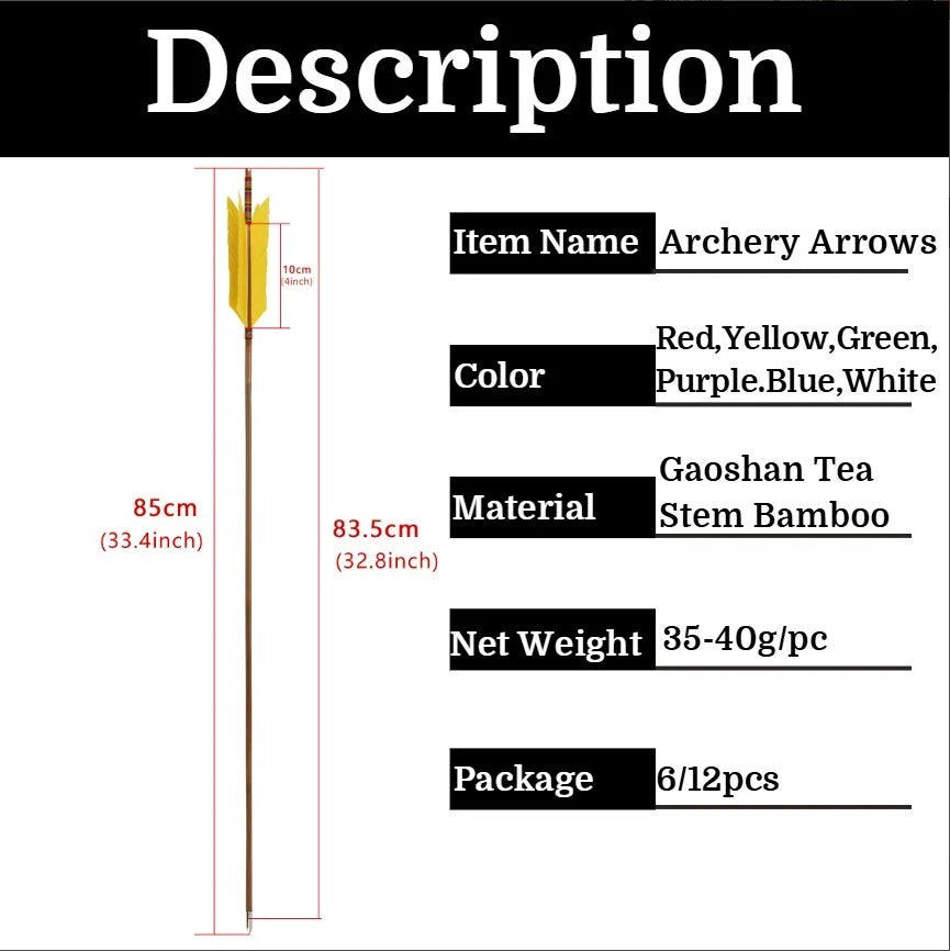 Traditional Bamboo Archery Arrows With Turkey Feathers For Bow Hunting