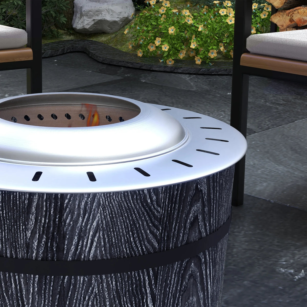 Outsunny Smokeless Wood Burning Fire Pit With Included Mat