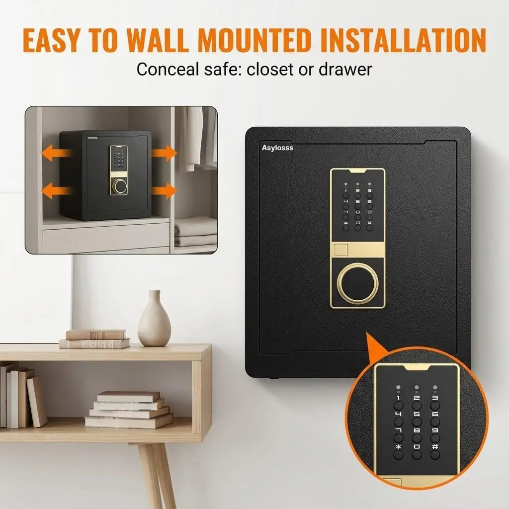 Digital Security Safe Featuring Triple Access And Wall Mount Design