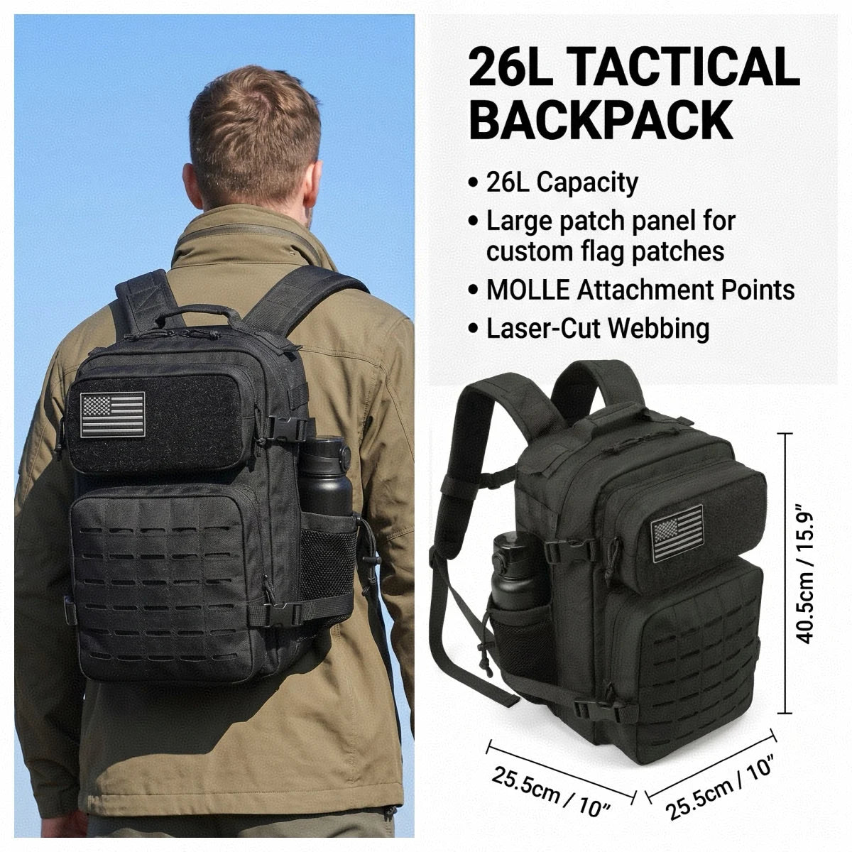 ReFire Gear Tactical Backpack With MOLLE And Cup Holders For Hiking