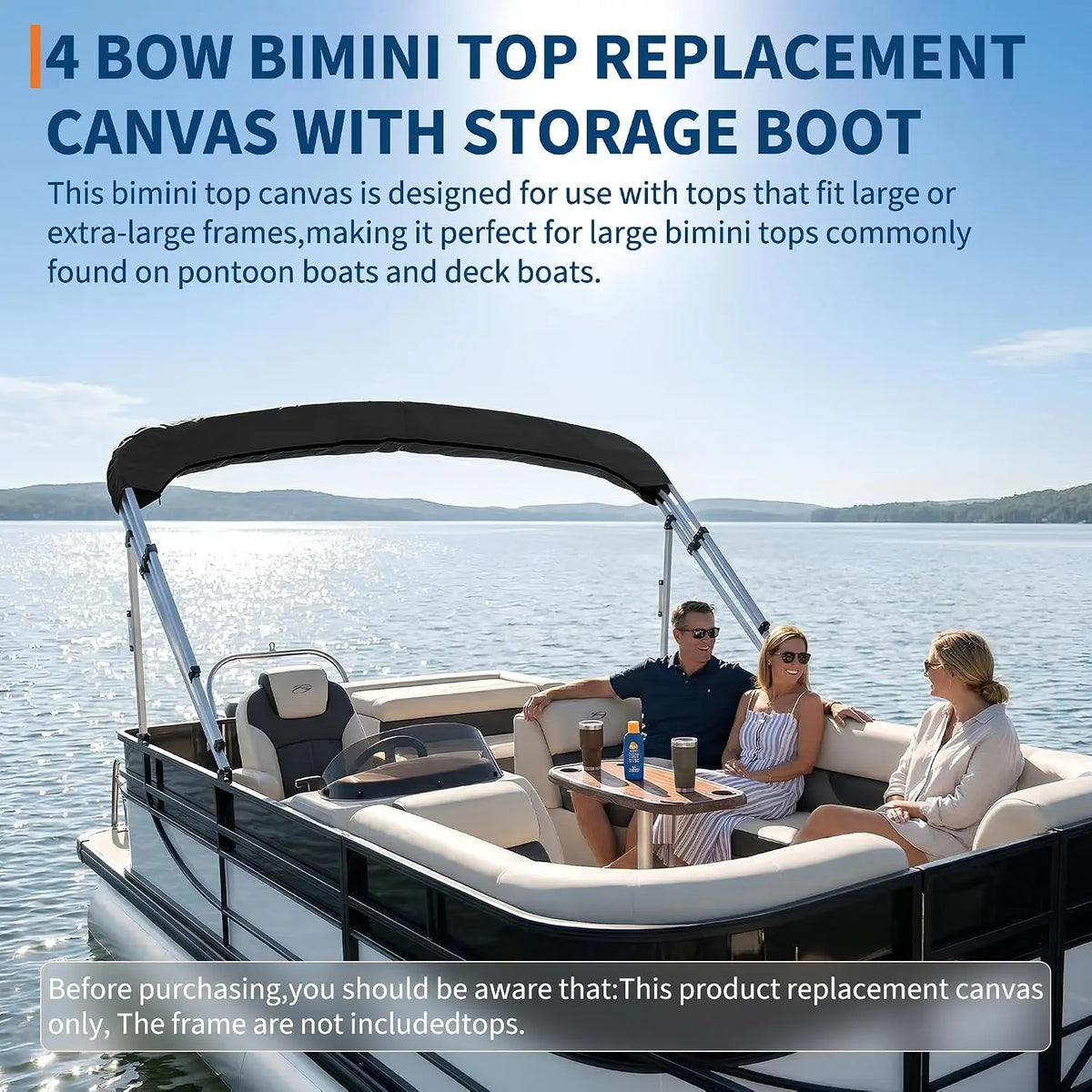 Garvee Boat Bimini Top Canopy With Waterproof Sunshade And Curtains